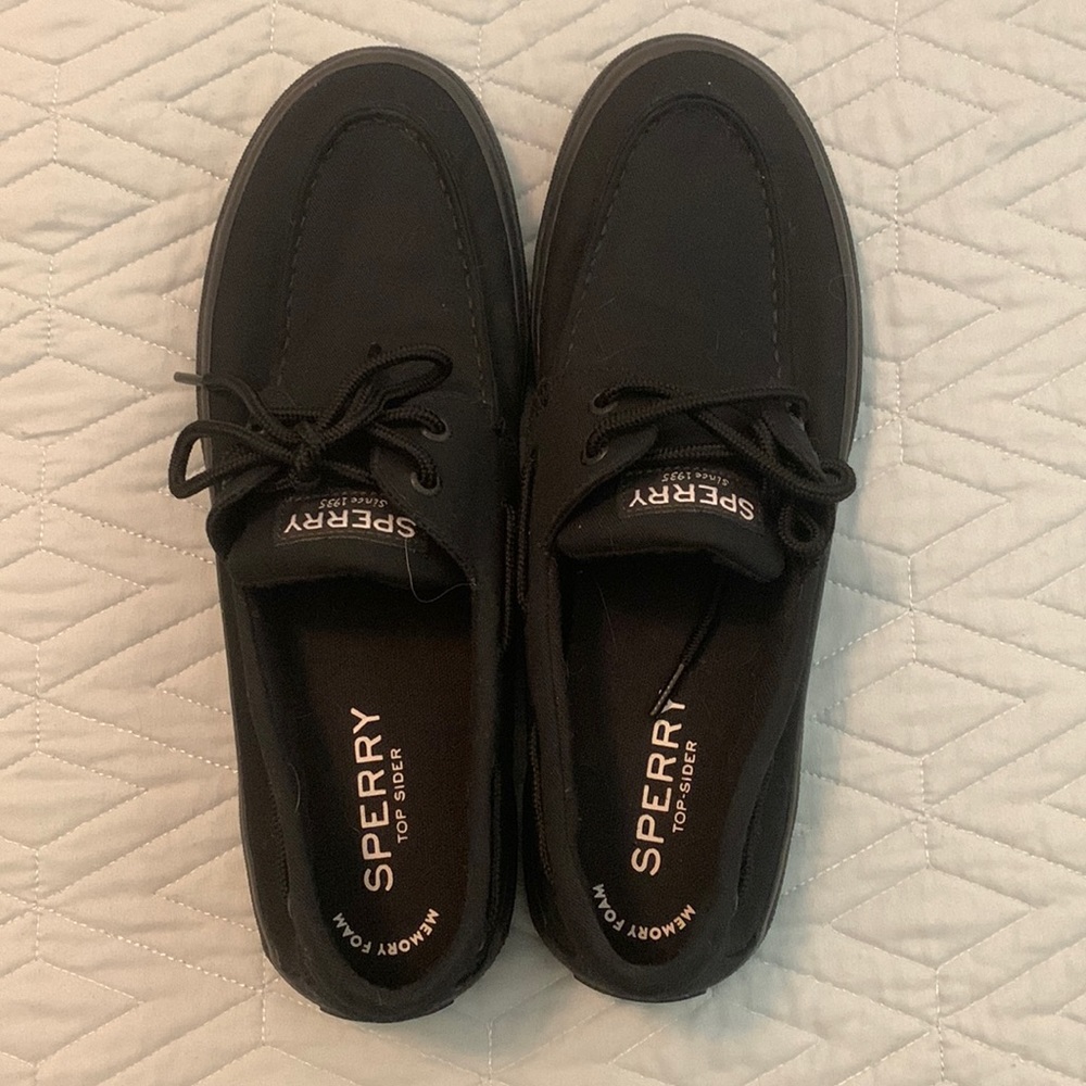 Black Sperry Boat Shoes SZ 10.5